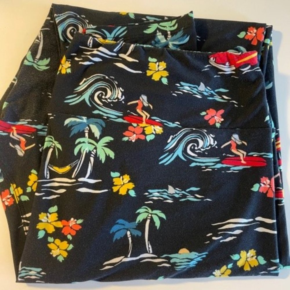 LuLaRoe Plus Size Leggings TC2 Hawaiian Tropical